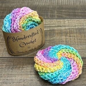Handcrafted Crochet Spiral Tawashi Bath Scrubbies Set Cotton Yarn Handmade